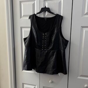 Torrid Black Faux Leather Lace-Up Top
